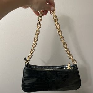 Zara black Croc shoulder bag